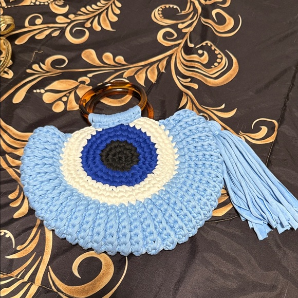 Handbags - Blue Evil Eye Crochet Handbag
